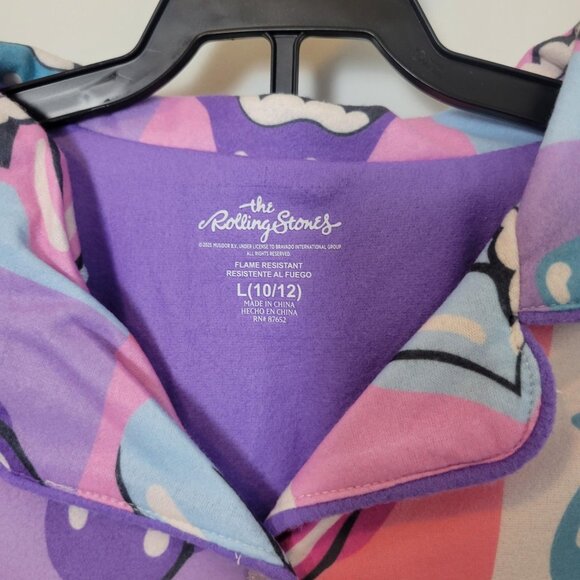 NEW NWT Rolling Stones Girls Long Sleeve Fleece 2pc Pajama Set w/Shorts L 10/12 - Picture 3 of 5